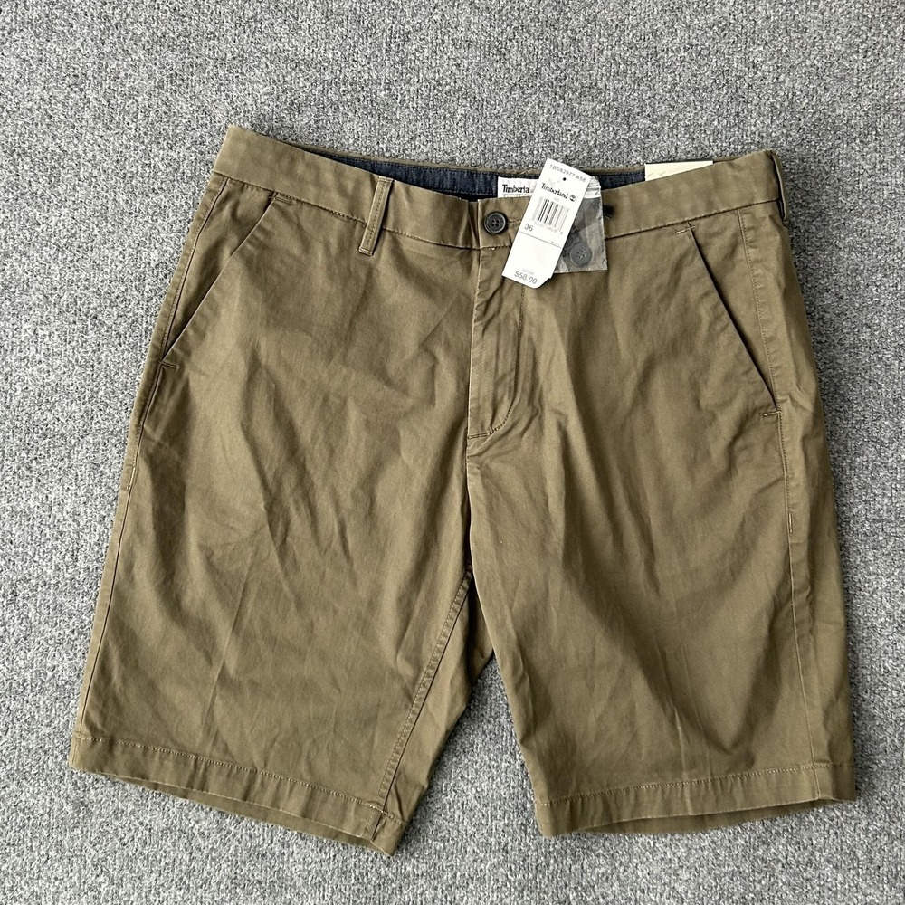 Timberland Shorts Mens 36 Brown Straight Fit Stretch Chino Flat Front Casual‎